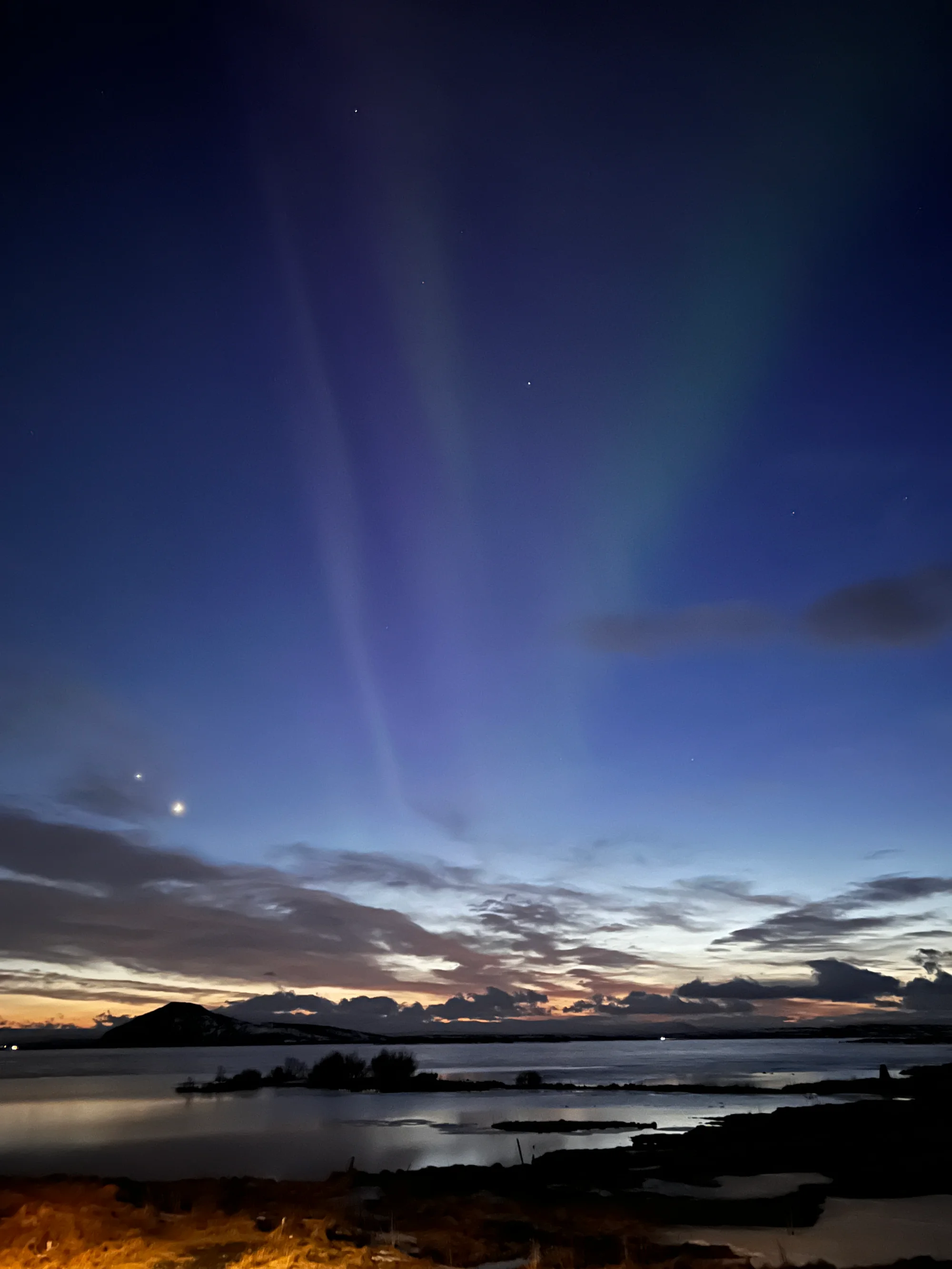 Northern Lights as seen from the shore of Lake Myvatn